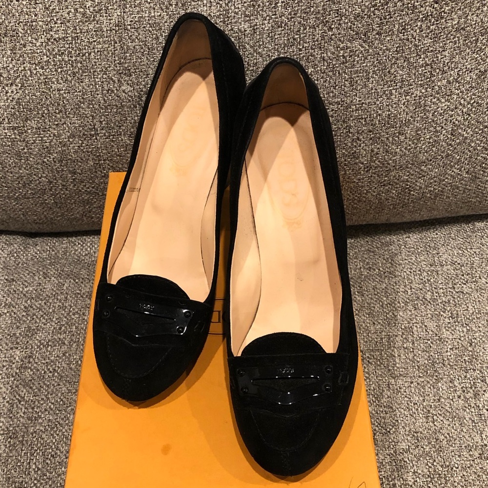 TOD’S women’s suede black heels classy US 8.5